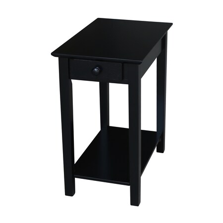 International Concepts Rectangle Narrow End Table, 22 W, 14 L, 25 in H, Wood, Black OT46-2214